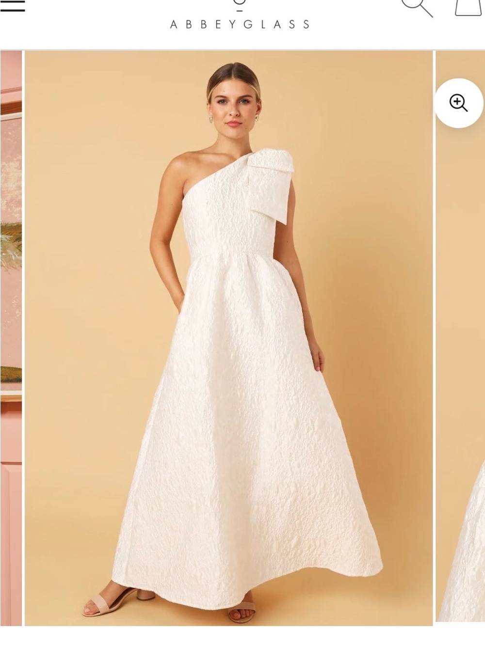 NWT/Never Worn Abbey Glass Caroline Gown White Bubble Jacquard